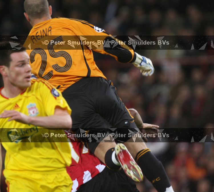 Eindhoven, 3 April 2007 1/4 Finale Champions League wedstrijd PSV-FC Liverpool, eindstand 0-3 Seizoen 2006/2007
Doelman Pepe Reina