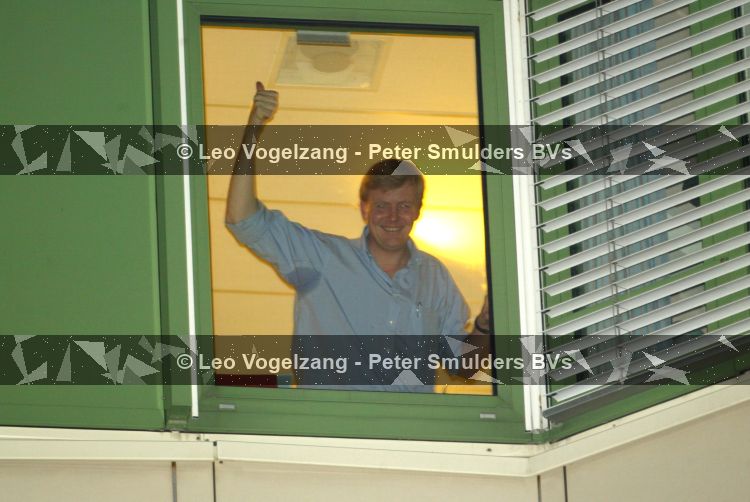 Den Haag, 7 December 2003 Bronovo Ziekenhuis
Prins Willem Alexander met zweet onder zijn oksels na bevalling dochter