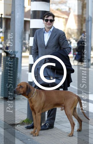 Amsterdam 22 maart 2011
Edwin de Roy van Zuydewijn met zijn hond op straat.
Peter Smulders bv