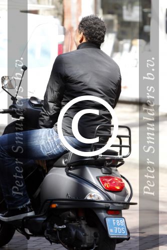 Amsterdam 11 april 2012
Ruud Gullit op zijn vespa scooter op de cornelis schuytstraat.
Peter Smulders bv