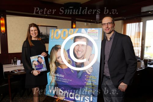 Volendam 5 maart 2014
Presentatie 100% NL Magazine ism postcodeloterij bij old Dutch.
Lisette Sier en Eddy Guyt