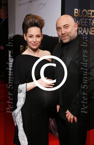 Amsterdam 30 maart 2015
Premiere Bloed zweet en tranen (film over het leven van Andre Hazes) in Tuschinski.
Loek Peters met zijn zwangere vrouw