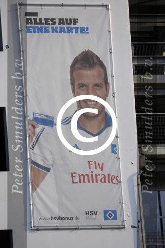 Hamburg 18 maart 2015   
Grote reclame zuil van Rafael v d Vaart bij het hsv stadion