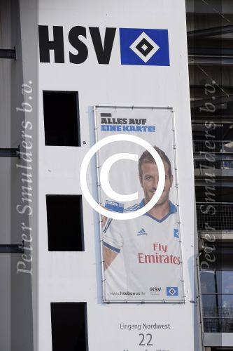 Hamburg 18 maart 2015   
Grote reclame zuil van Rafael v d Vaart bij het hsv stadion
