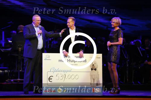 Hilversum 26 maart 2015Gala stichting hulphond in studio 21. Eric Bouwer en Rudolph Strickwold en Anita Witzier