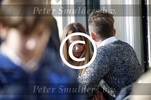 Amsterdam 17 maart 2016.
Georgina Verbaan en Patrick Martens op terras in Amsterdam.