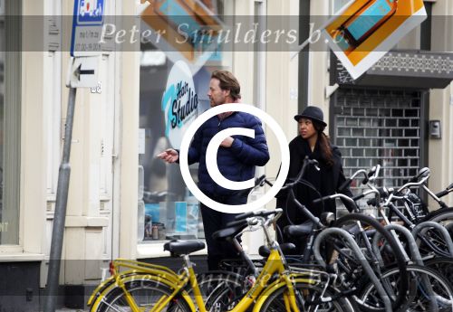Amsterdam 23 maart 2016 
Gijs Staverman met (een) vriendin op de fiets in Amsterdam.