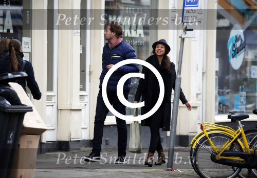 Amsterdam 23 maart 2016 
Gijs Staverman met (een) vriendin op de fiets in Amsterdam.