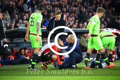 Eindhoven, 20 Maart 2016 Kompetitiewedstrijd PSV-AJAX, eindstand 0-2
Santiago Arias blessure