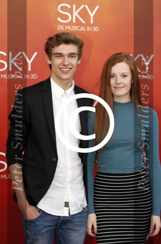 Amsterdam  3 april 2016
Premiere musical Sky in het Amsterdam theater.
Sem de Vlieger met vriendje