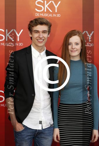 Amsterdam  3 april 2016
Premiere musical Sky in het Amsterdam theater.
Sem de Vlieger met vriendje