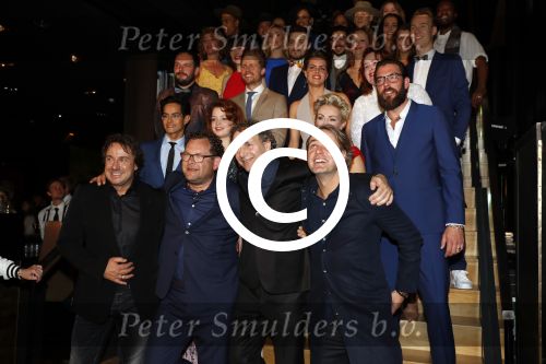 Amsterdam 3 april 2016
Premiere musical Sky in het Amsterdam theater.
Robin de Levita John Ewbank Marco Borsato en Kees Abrahams