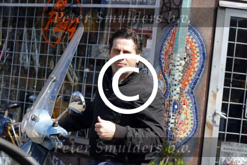 Amsterdam 10 april 2016 
Steve Brown op zijn vespa scooter.