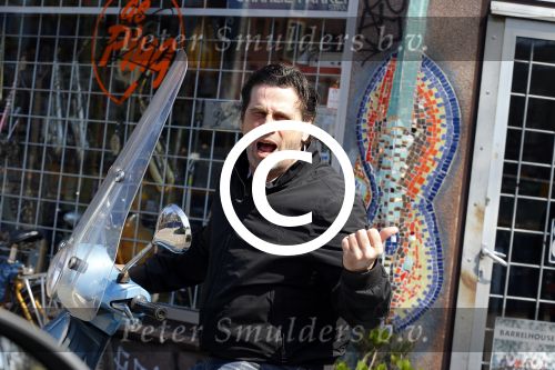 Amsterdam 10 april 2016 
Steve Brown op zijn vespa scooter.