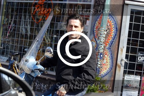 Amsterdam 10 april 2016 
Steve Brown op zijn vespa scooter.
