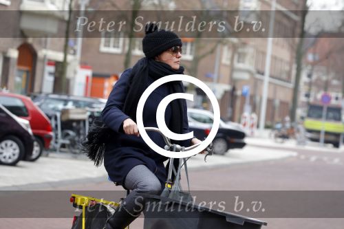 Amsterdam 31 maart 2016 
Susan Visser op de fiets in Amsterdam.