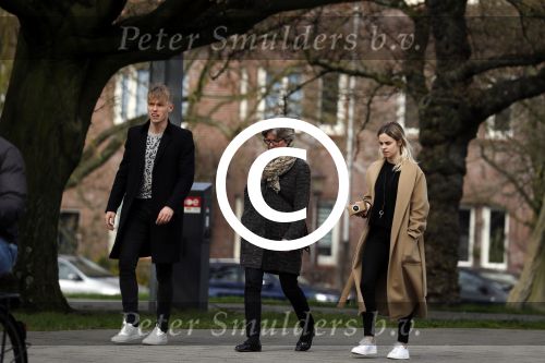 Amsterdam 2 april 2016 
Viktor Fischer met .... op straat in Amsterdam.