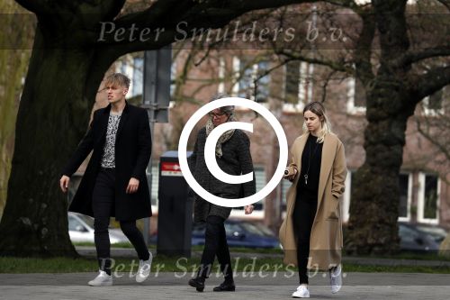 Amsterdam 2 april 2016 
Viktor Fischer met .... op straat in Amsterdam.