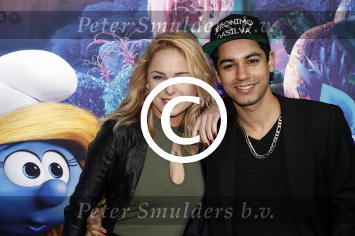 Amsterdam 18 maart 2017 
premiere Smurfen in  Pathe Arena. Jeronimo DaSilva en Lente Voorhoeve