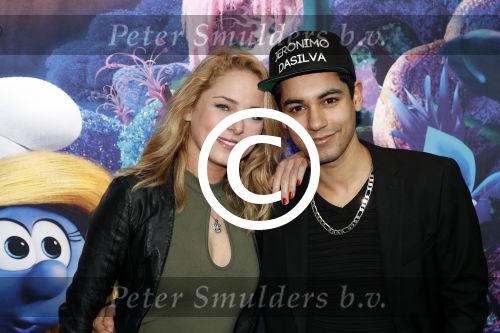 Amsterdam 18 maart 2017 
premiere Smurfen in  Pathe Arena. Jeronimo DaSilva en Lente Voorhoeve