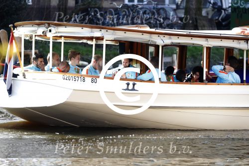 Amsterdam 28 maart 2017 
Het Nederlands elftal gaat varen door de grachten van Amsterdam. oa Arjen Robben Wesley Sneijder Matthijs v d Ligt Daley Blind Frans Hoek Fred Grim Luuk de Jong Jeroen Zoet ea
