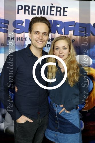 Amsterdam 18 maart 2017 
premiere Smurfen in  Pathe Arena. Pip Pellens en Pim Wessels