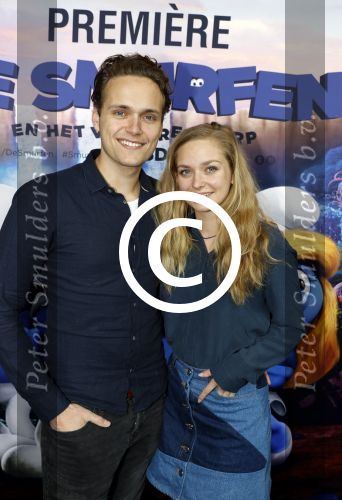 Amsterdam 18 maart 2017 
premiere Smurfen in  Pathe Arena. Pip Pellens en Pim Wessels