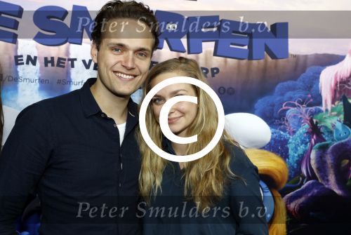 Amsterdam 18 maart 2017 
premiere Smurfen in  Pathe Arena. Pip Pellens en Pim Wessels