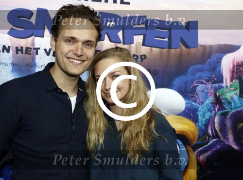 Amsterdam 18 maart 2017 
premiere Smurfen in  Pathe Arena. Pip Pellens en Pim Wessels