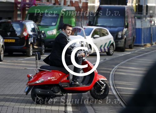 Amsterdam 9 maart 2017 
Ruben Nicolai op zijn scooter