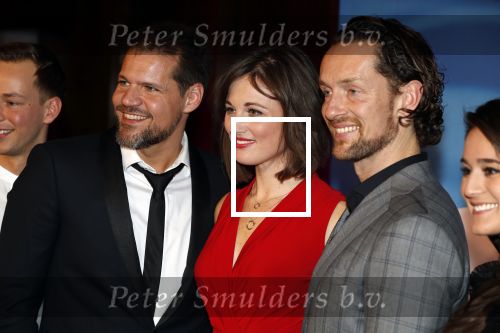 Amsterdam 19 maart 2018 
Yoran de Bont, Rene van Kooten, Brigitte Heitzer, Hans Cornelissen, Marijn Brouwers en Esmee Dekker bij de castpresentatie van de musical Evita in The Grand in Amsterdam. Hans Cornelisse is de producent.