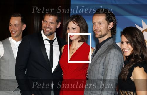 Amsterdam 19 maart 2018 
Yoran de Bont, Rene van Kooten, Brigitte Heitzer, Hans Cornelissen, Marijn Brouwers en Esmee Dekker bij de castpresentatie van de musical Evita in The Grand in Amsterdam. Hans Cornelisse is de producent.