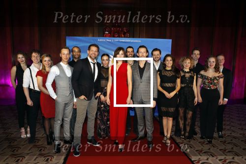 Amsterdam 19 maart 2018 
Yoran de Bont, Rene van Kooten, Brigitte Heitzer, Hans Cornelissen, Marijn Brouwers en Esmee Dekker bij de castpresentatie van de musical Evita in The Grand in Amsterdam. Hans Cornelisse is de producent.