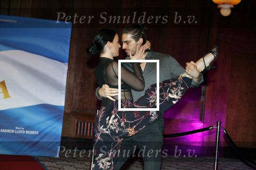 Amsterdam 19 maart 2018 
Yoran de Bont, Rene van Kooten, Brigitte Heitzer, Hans Cornelissen, Marijn Brouwers en Esmee Dekker bij de castpresentatie van de musical Evita in The Grand in Amsterdam. Hans Cornelisse is de producent.