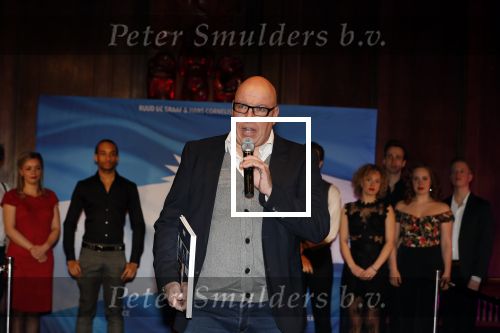 Amsterdam 19 maart 2018 
Yoran de Bont, Rene van Kooten, Brigitte Heitzer, Hans Cornelissen, Marijn Brouwers en Esmee Dekker bij de castpresentatie van de musical Evita in The Grand in Amsterdam. Hans Cornelisse is de producent.