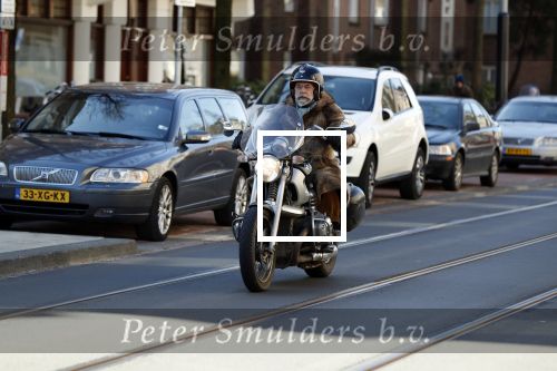 Amsterdam 19 maart 2018 
Oscar Hammerstein in bontjas op zijn BMW motor.