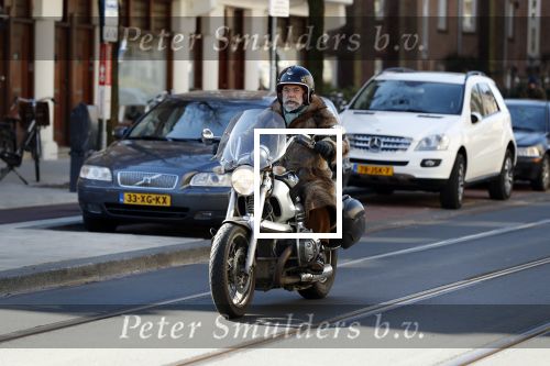 Amsterdam 19 maart 2018 
Oscar Hammerstein in bontjas op zijn BMW motor.