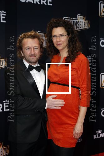 Amsterdam 29 maart 2018 
Premiere Sunset Boulevard in Carre. Pepijn Gunneweg met zwangere vrouw