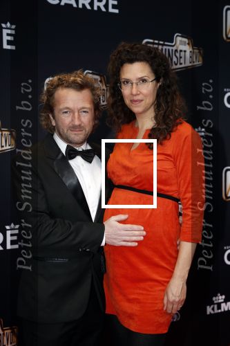 Amsterdam 29 maart 2018 
Premiere Sunset Boulevard in Carre. Pepijn Gunneweg met zwangere vrouw