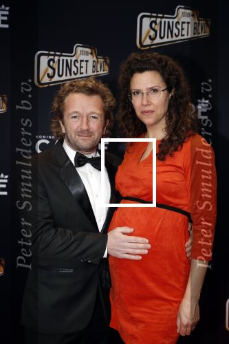 Amsterdam 29 maart 2018 
Premiere Sunset Boulevard in Carre. Pepijn Gunneweg met zwangere vrouw