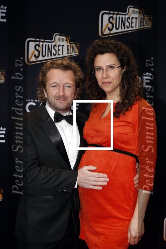 Amsterdam 29 maart 2018 
Premiere Sunset Boulevard in Carre. Pepijn Gunneweg met zwangere vrouw