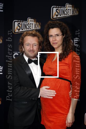 Amsterdam 29 maart 2018 
Premiere Sunset Boulevard in Carre. Pepijn Gunneweg met zwangere vrouw