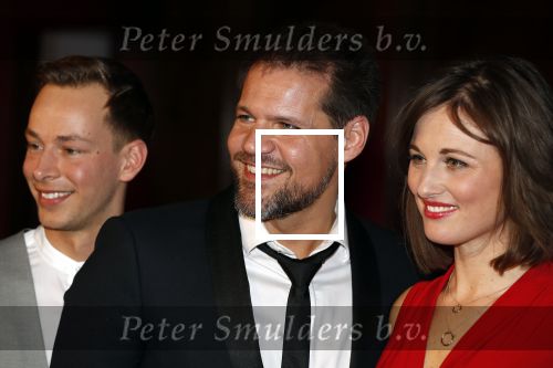 Amsterdam 19 maart 2018 
Yoran de Bont, Rene van Kooten, Brigitte Heitzer, Hans Cornelissen, Marijn Brouwers en Esmee Dekker bij de castpresentatie van de musical Evita in The Grand in Amsterdam. Hans Cornelisse is de producent.