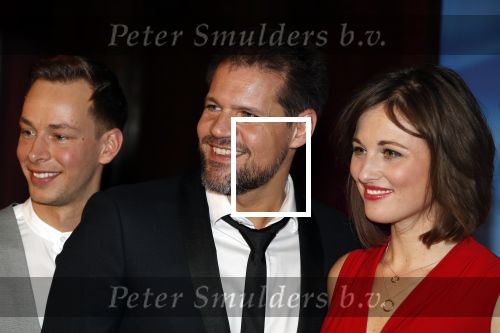 Amsterdam 19 maart 2018 
Yoran de Bont, Rene van Kooten, Brigitte Heitzer, Hans Cornelissen, Marijn Brouwers en Esmee Dekker bij de castpresentatie van de musical Evita in The Grand in Amsterdam. Hans Cornelisse is de producent.