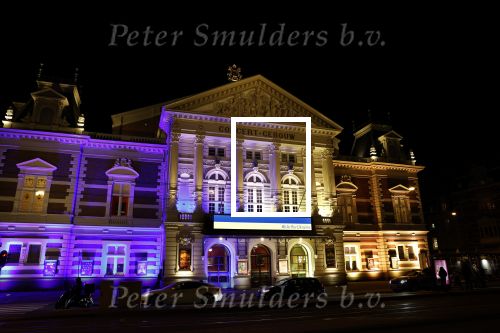 Amsterdam 4 maart 2022
Het concertgebouw is geel blauw uitgelicht icm de oorlog in Oekraine