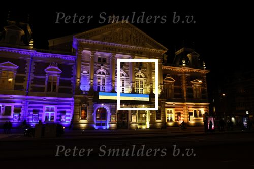 Amsterdam 4 maart 2022
Het concertgebouw is geel blauw uitgelicht icm de oorlog in Oekraine