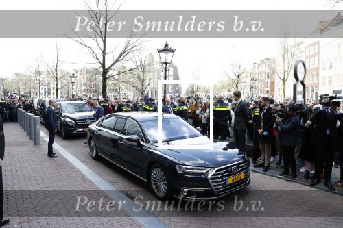 Amsterdam 12 april 2023
Koningin Maxima en Brigitte Macron bij het Anne Frank Huis 
Audi A8 van Koningin Maxima