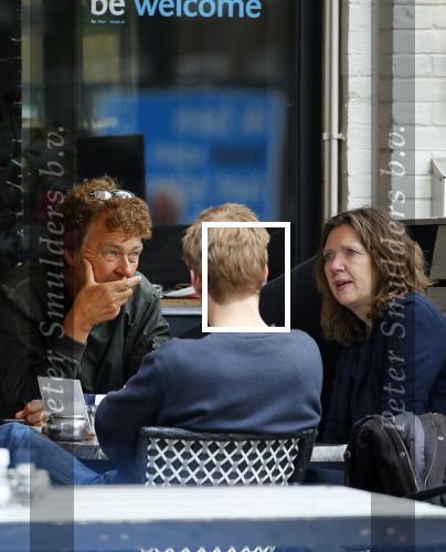 Amsterdam 22 mei 2015    
Derk Bolt met kennisen op terras.