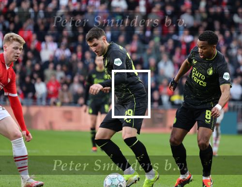 Eindhoven, 3 maart 2024 PSV-Feyenoord, eindstand 2-2 
Kompetitie Seizoen 2023-2024
Jerdy Schouten Quintin Timber Santiago Gimenez
