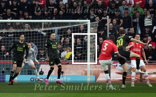 Eindhoven, 3 maart 2024 PSV-Feyenoord, eindstand 2-2 
Kompetitie Seizoen 2023-2024
Jordan Teze